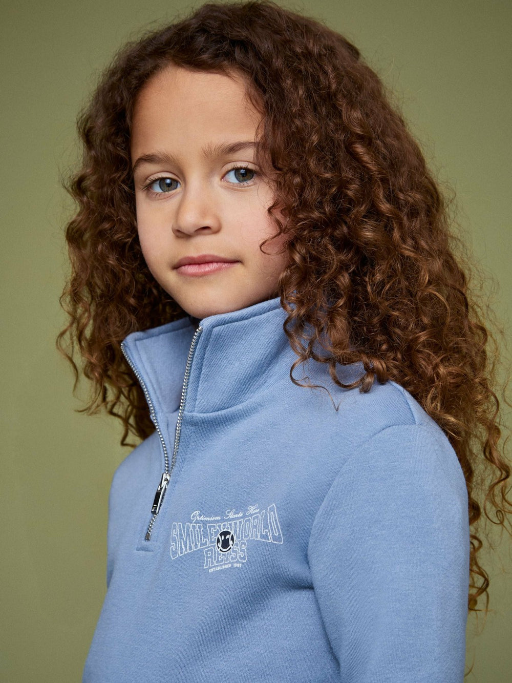 13-14 yrs SmileyWorld Half-Zip Sweatshirt Unisex Fit Blue | Children & Baby