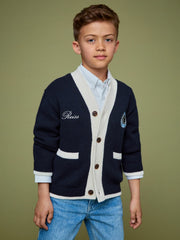 9-12 yrs SmileyWorld Logo Cardigan Unisex Fit Off White | Children & Baby