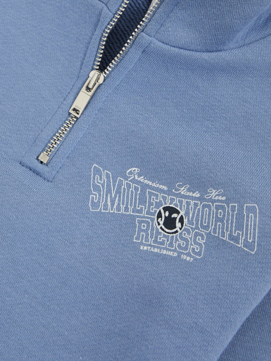 3-9 yrs SmileyWorld Half-Zip Sweatshirt Unisex Fit Blue | Children & Baby