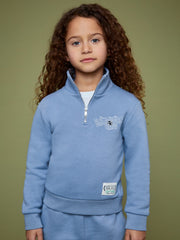 9-13 yrs SmileyWorld Half-Zip Sweatshirt Unisex Fit Blue | Children & Baby