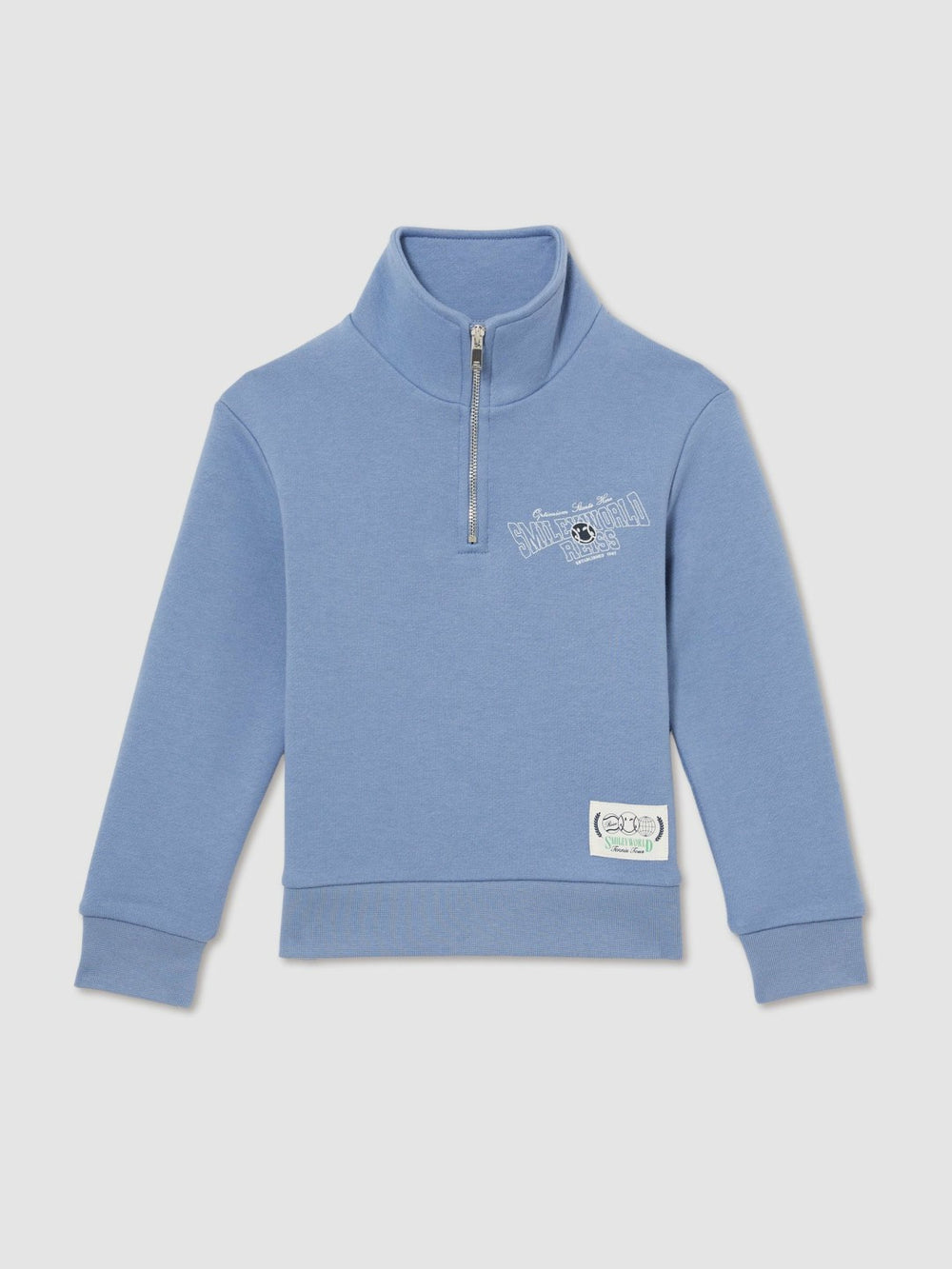 9-13 yrs SmileyWorld Half-Zip Sweatshirt Unisex Fit Blue | Children & Baby
