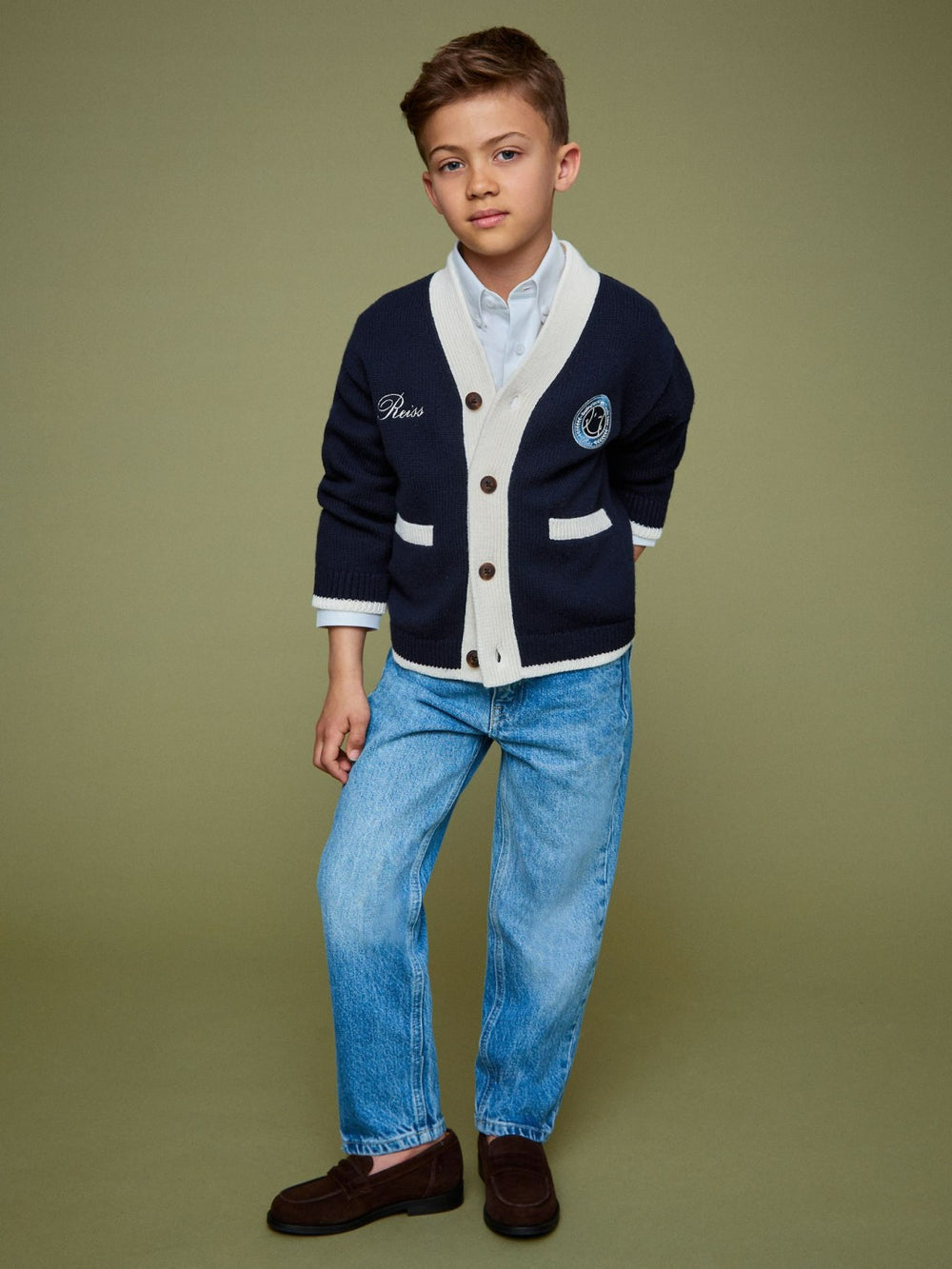 13-14 yrs SmileyWorld Logo Cardigan Unisex Fit Off White | Children & Baby