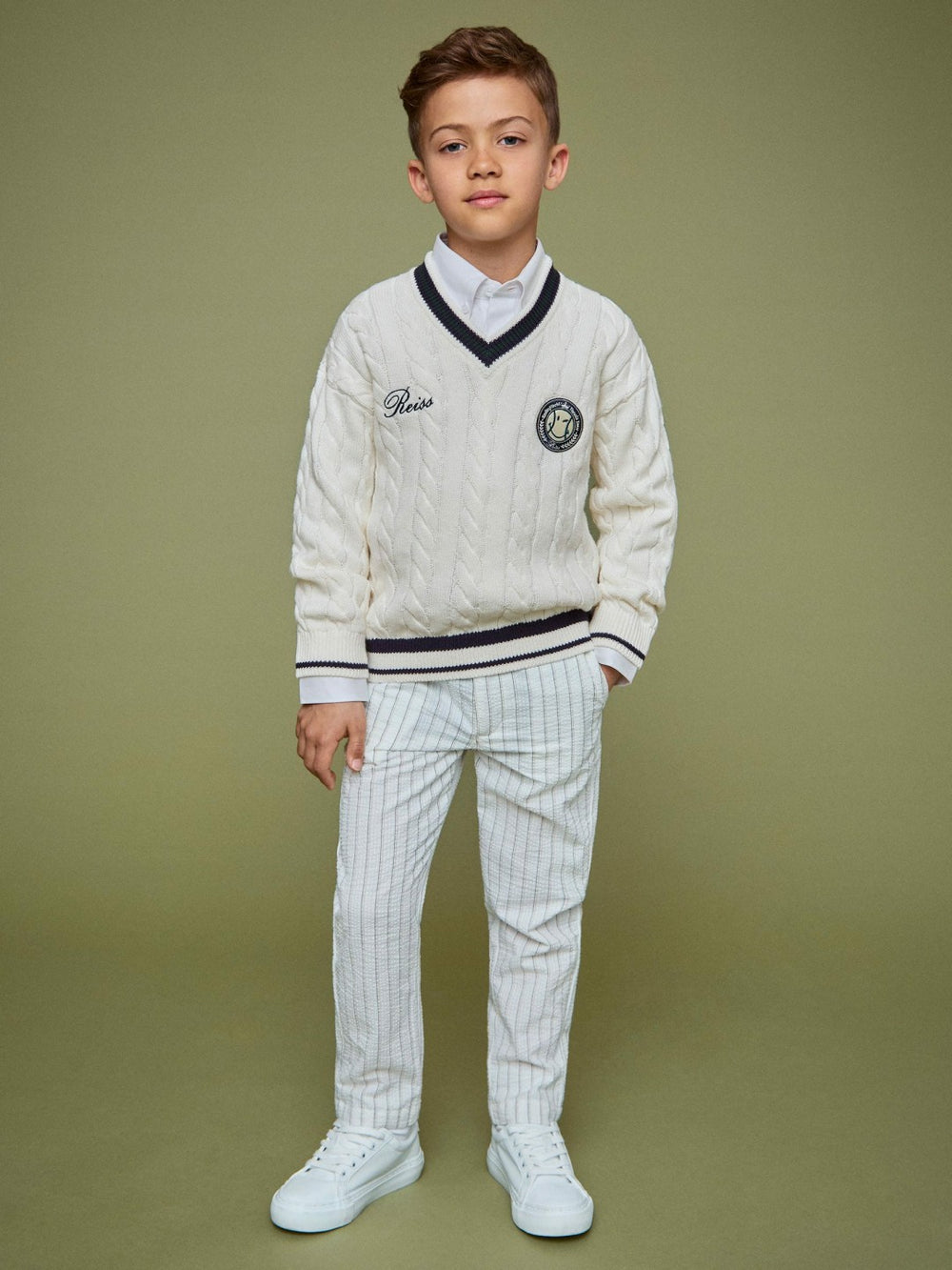 13-14 yrs SmileyWorld Cable-Knit Jumper Unisex Fit Off White | Children & Baby