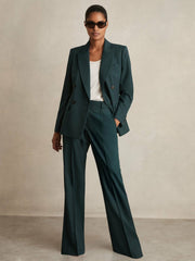 Wool-Blend Wide-Leg Suit Trousers Green | Women