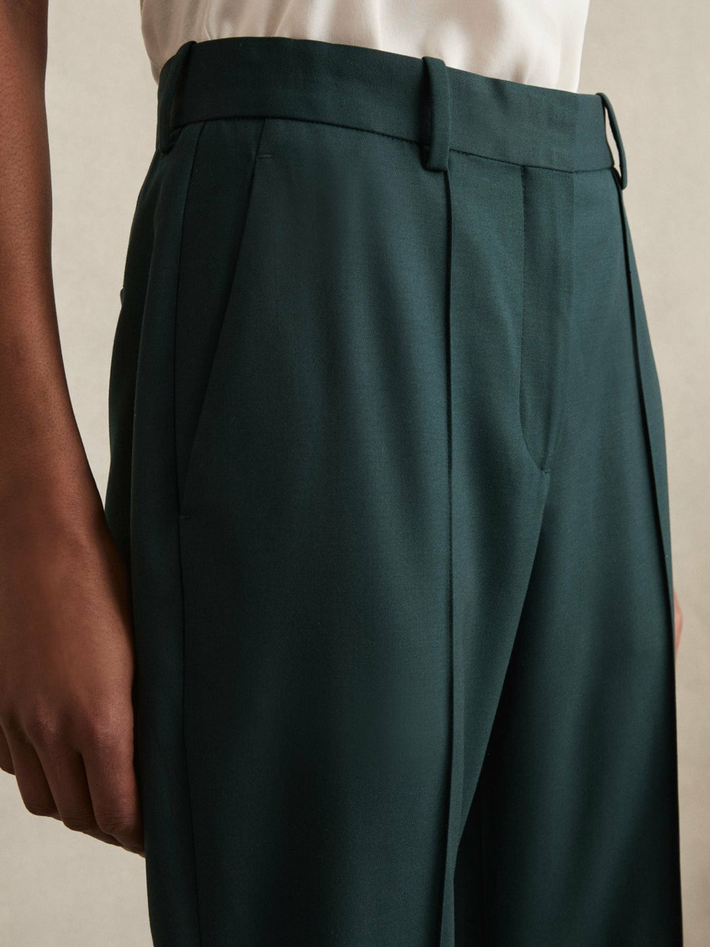 Wool-Blend Wide-Leg Suit Trousers Green | Women