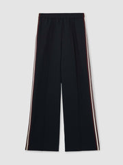 Petite Side-Stripe Wide-Leg Trousers Navy | Women