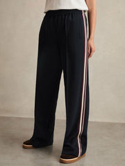 Petite Side-Stripe Wide-Leg Trousers Navy | Women