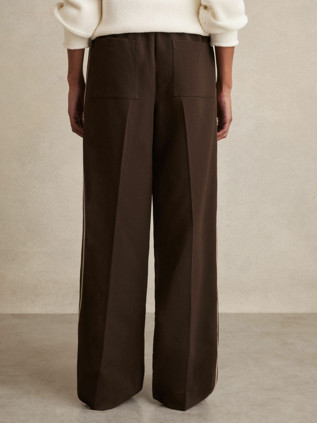 Petite Side-Stripe Wide-Leg Trousers Chocolate Brown | Women