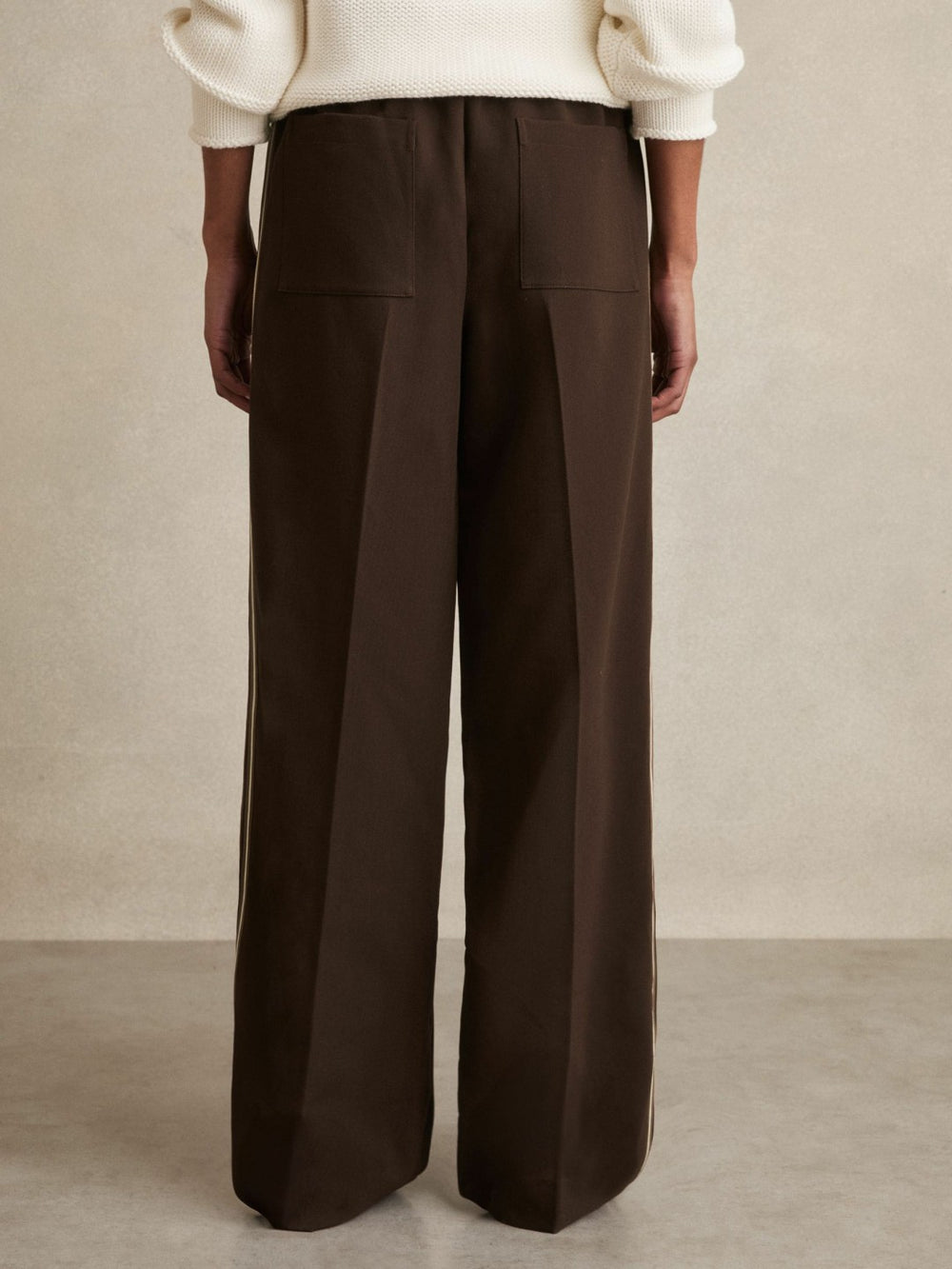 Petite Side-Stripe Wide-Leg Trousers Chocolate Brown | Women