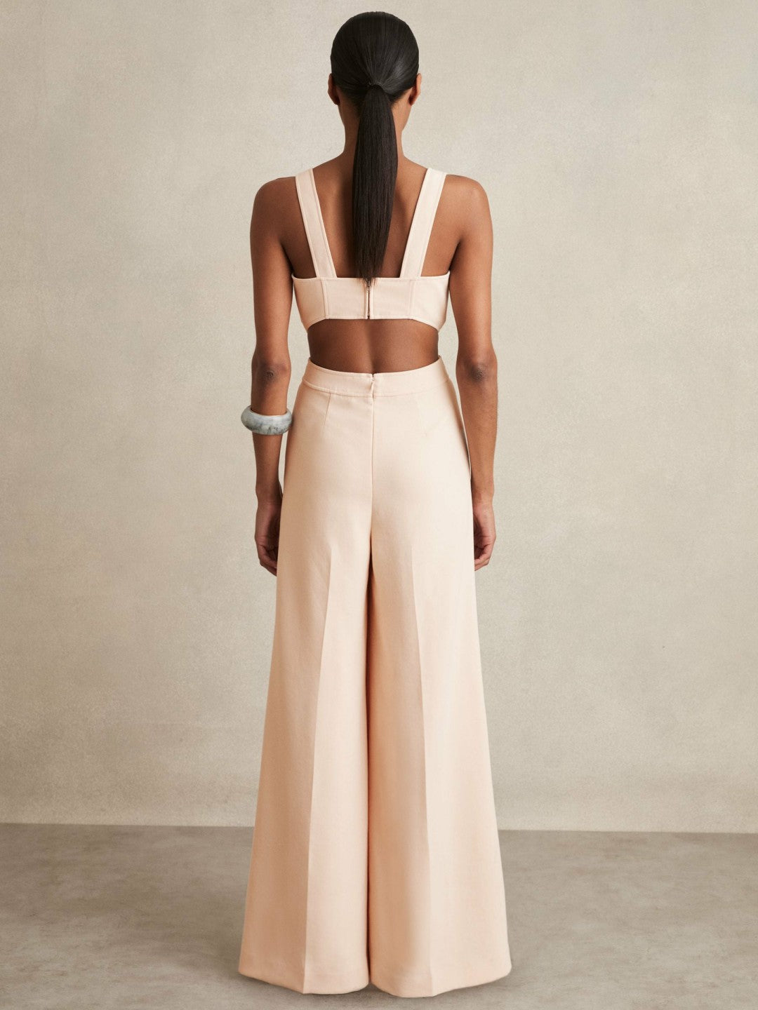 Wide-Leg Cut-Out Jumpsuit Pale Pink | Women