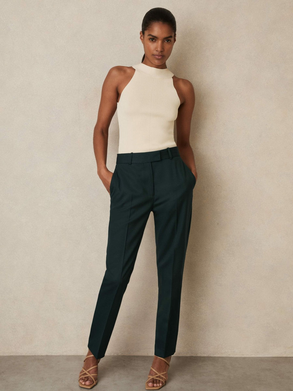 Wool-Blend Slim-Fit Suit Trousers Green | Women