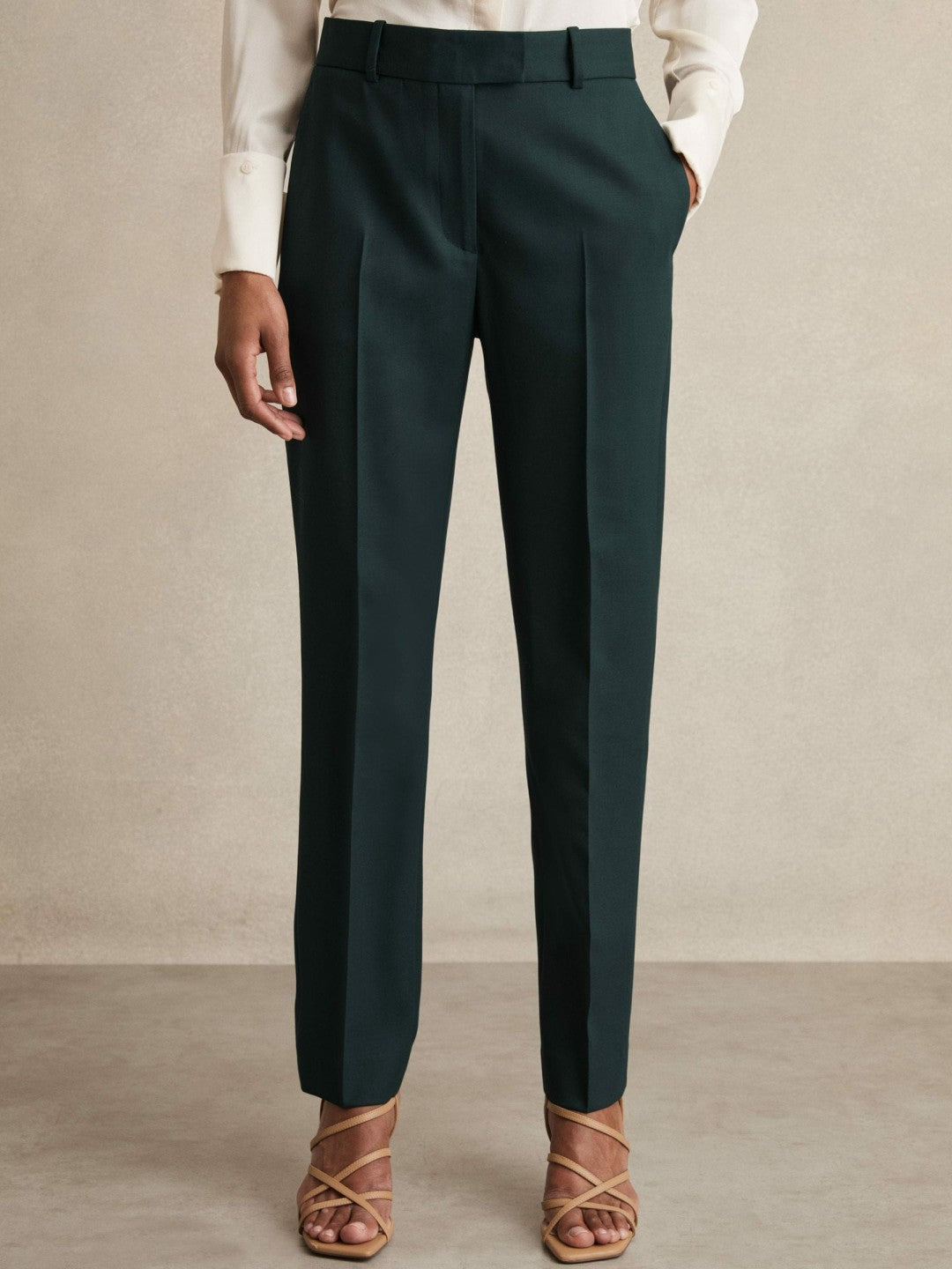 Petite Wool-Blend Slim-Fit Suit Trousers Green | Women