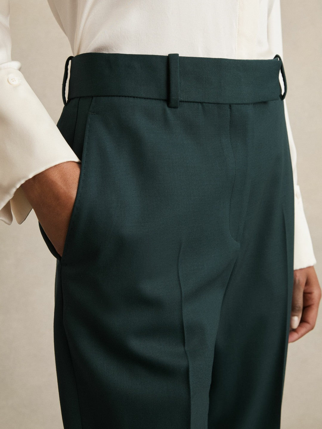 Petite Wool-Blend Slim-Fit Suit Trousers Green | Women