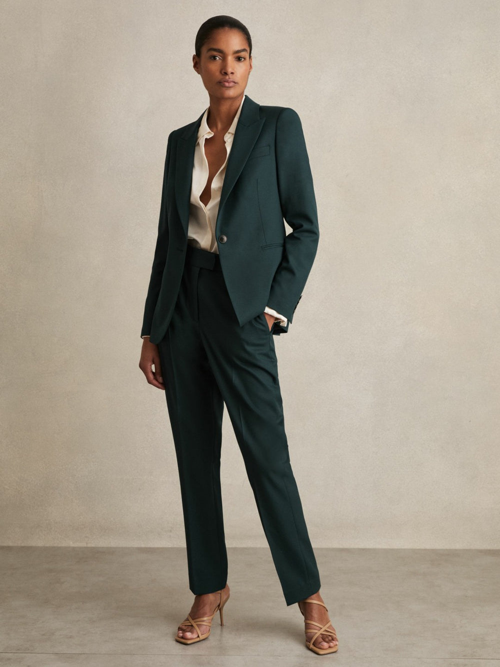 Petite Wool-Blend Slim-Fit Suit Trousers Green | Women
