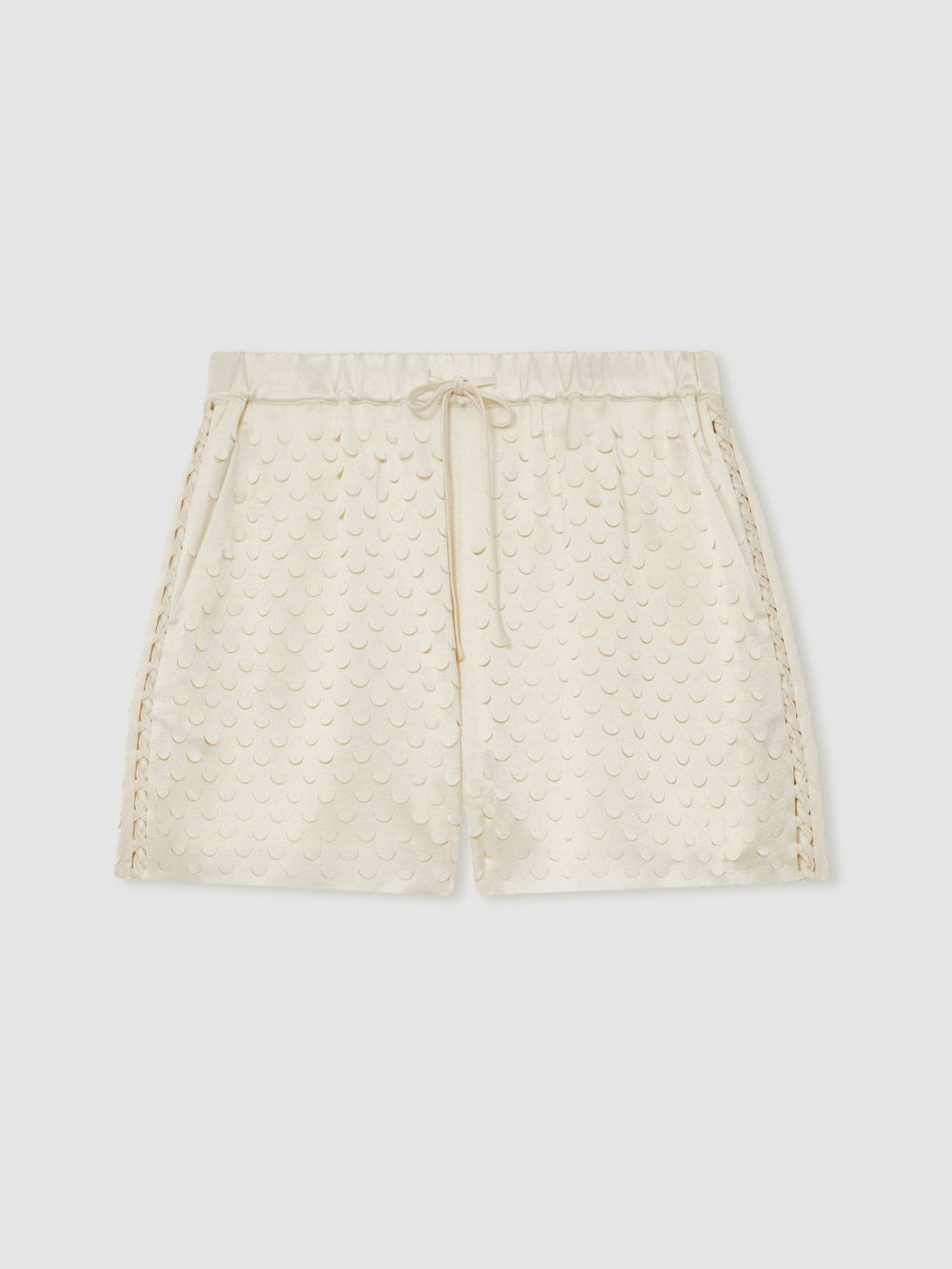 Laser Cut Drawstring Shorts White | Women
