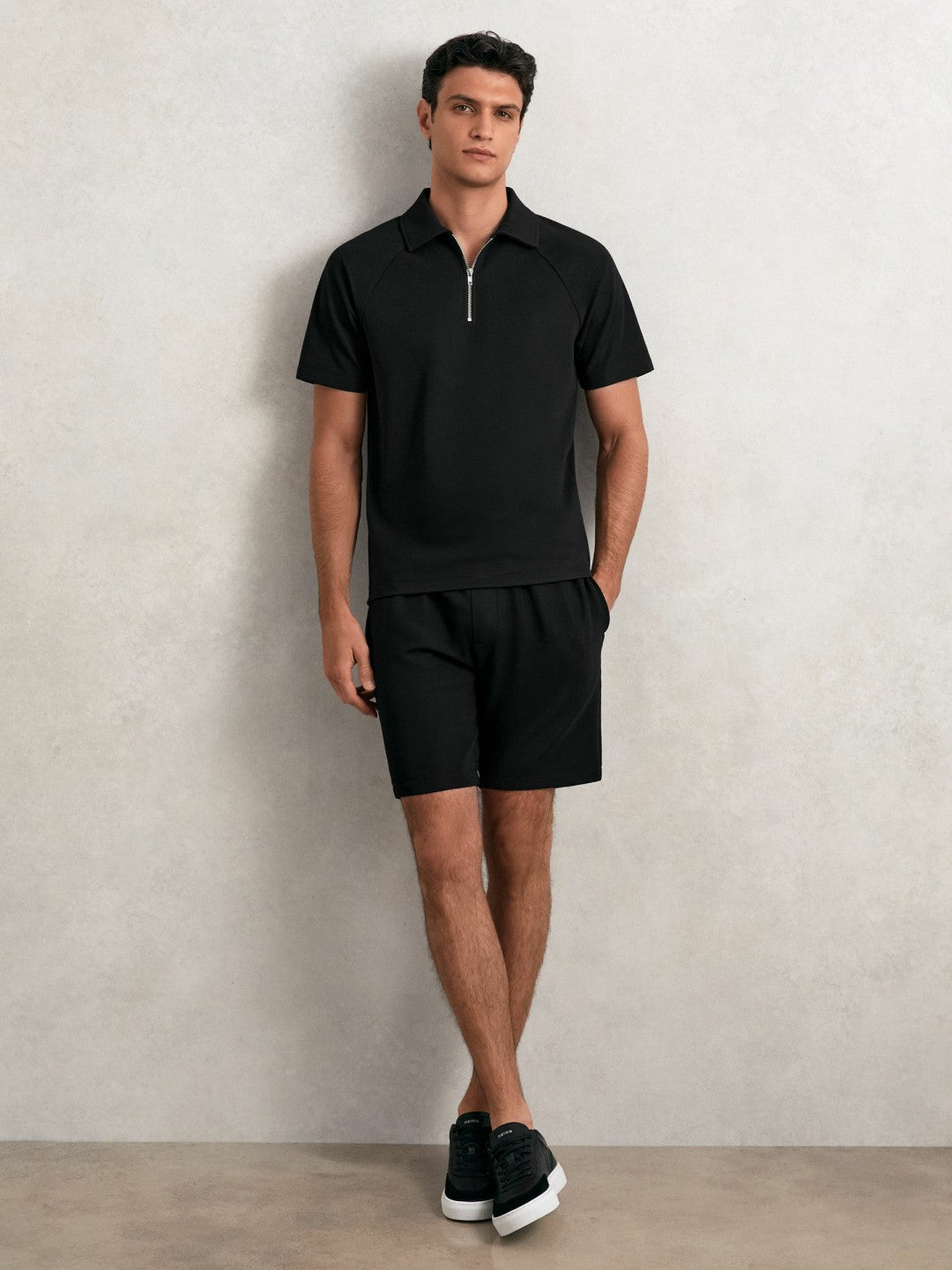 Bonded-Leather Low-Top Trainers Black | Men