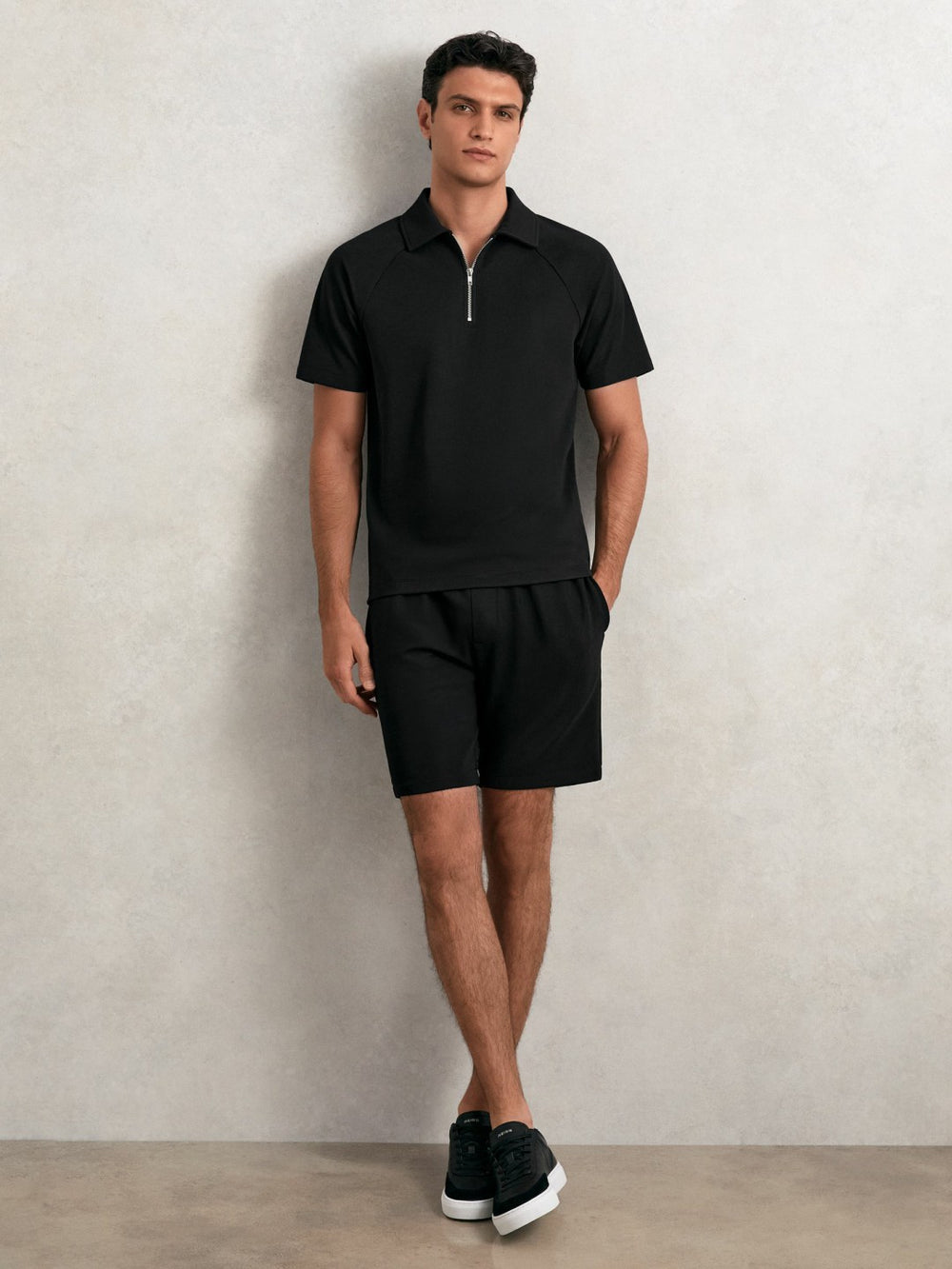 Bonded-Leather Low-Top Trainers Black | Men