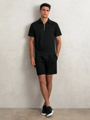 Bonded-Leather Low-Top Trainers Black | Men