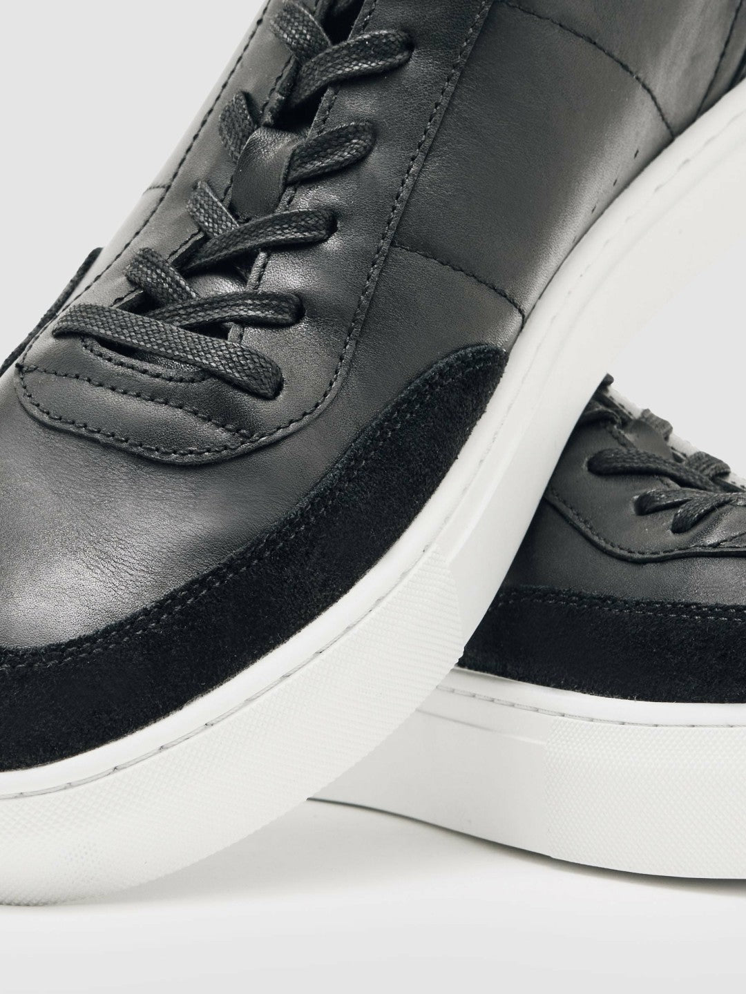 Bonded-Leather Low-Top Trainers Black | Men
