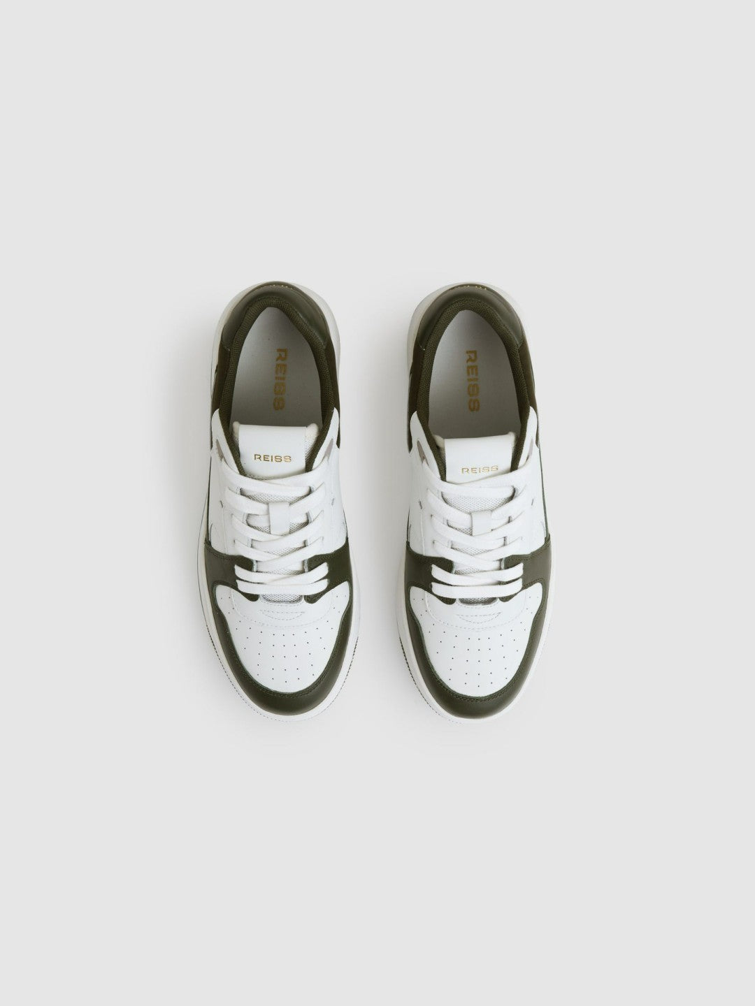 Leather Panelled Trainers Khaki/White | Women