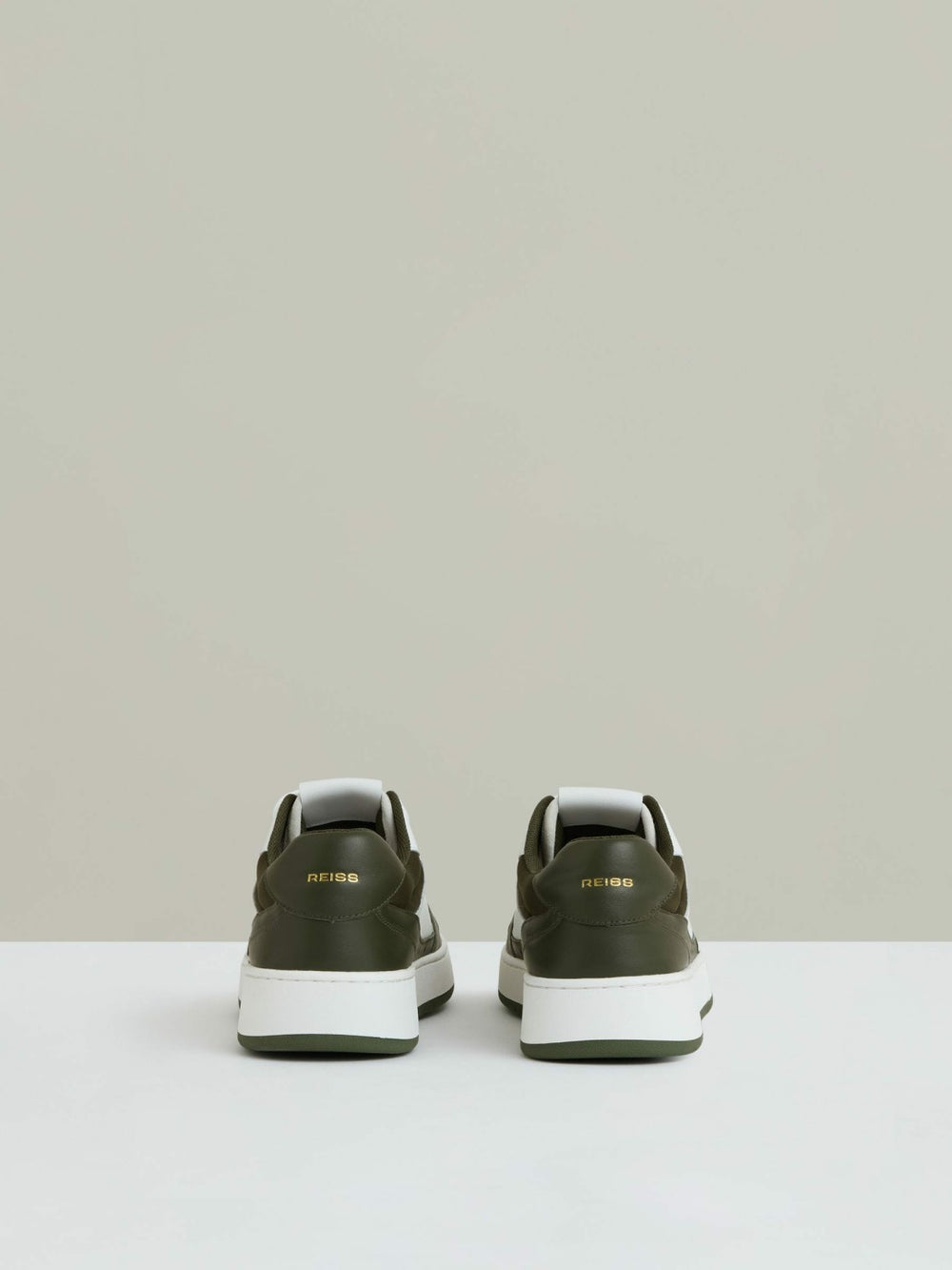 Leather Panelled Trainers Khaki/White | Women