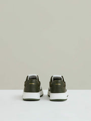 Leather Panelled Trainers Khaki/White | Women