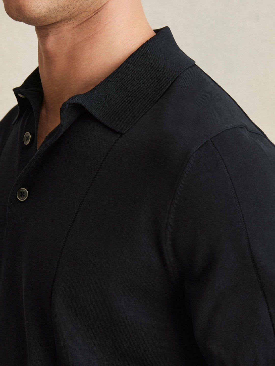 Cotton-Silk Polo Shirt Navy | Men