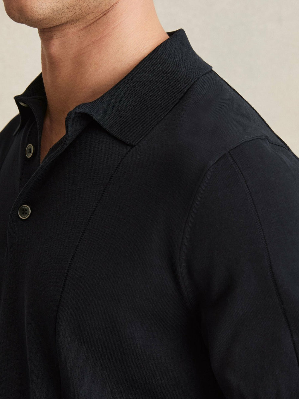 Cotton-Silk Polo Shirt Navy | Men