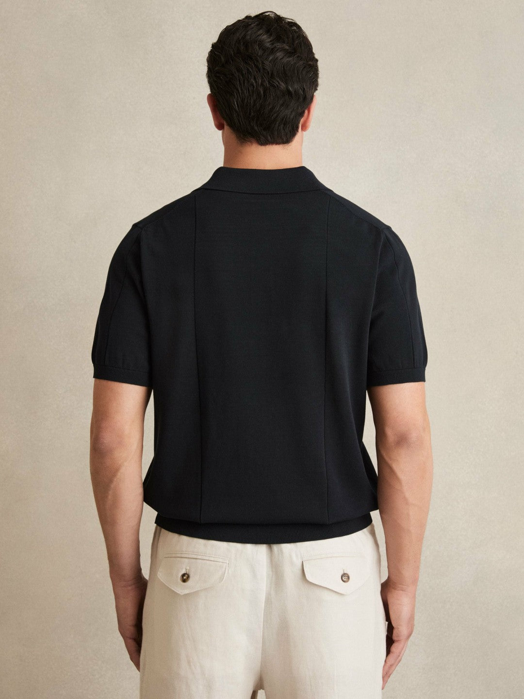 Cotton-Silk Polo Shirt Navy | Men