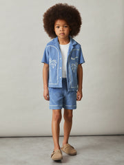 13-14 yrs Towelling Brand-Embroidered Shorts Airforce Blue | Children & Baby
