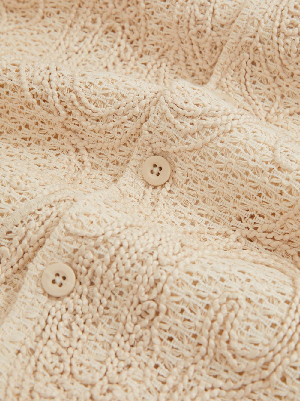 Cotton-Blend Embroidered Crochet Shirt Oatmeal | Men
