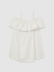Cotton Off Shoulder Mini Dress Ivory Cream | Women