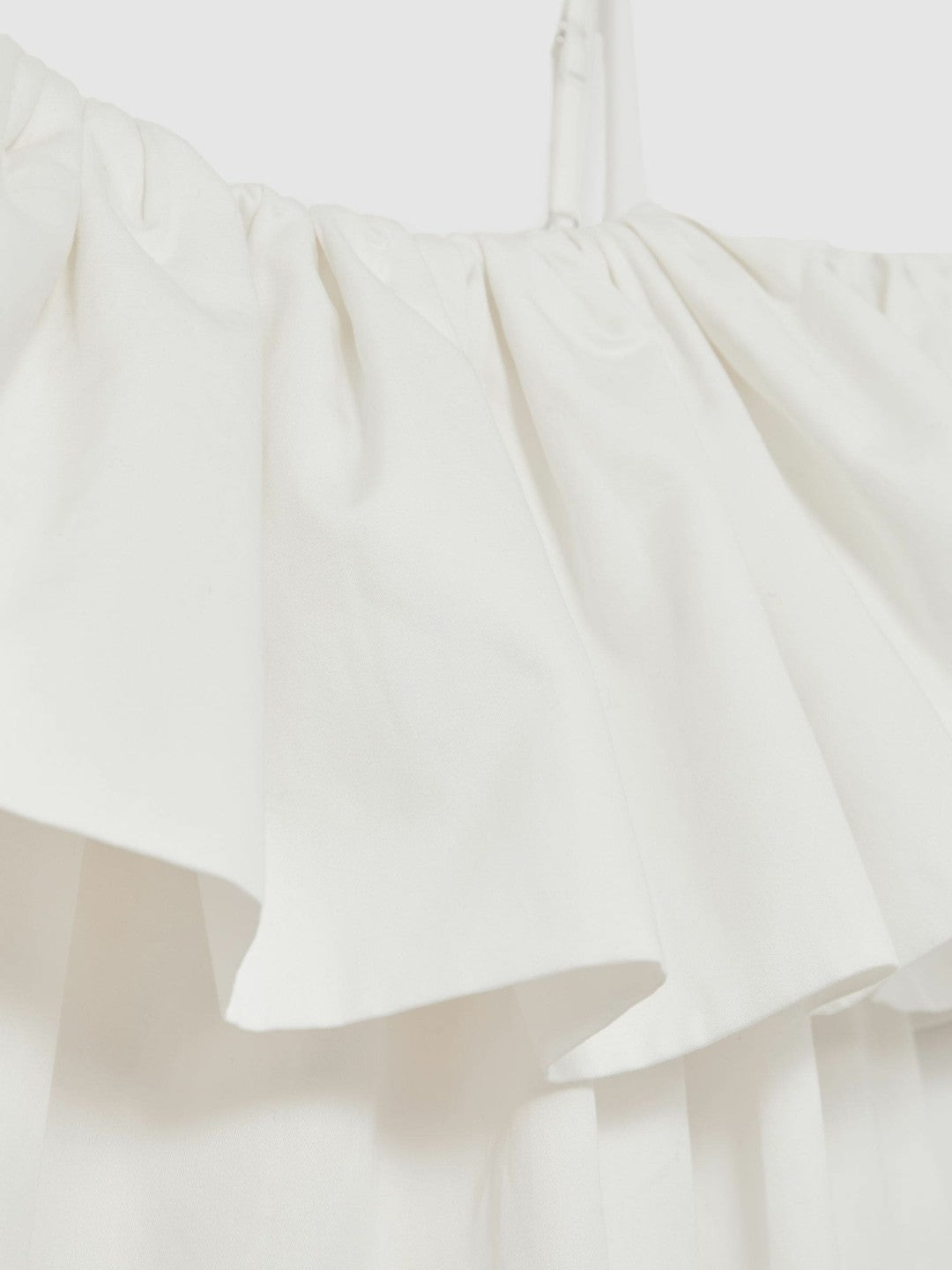 Cotton Off Shoulder Mini Dress Ivory Cream | Women