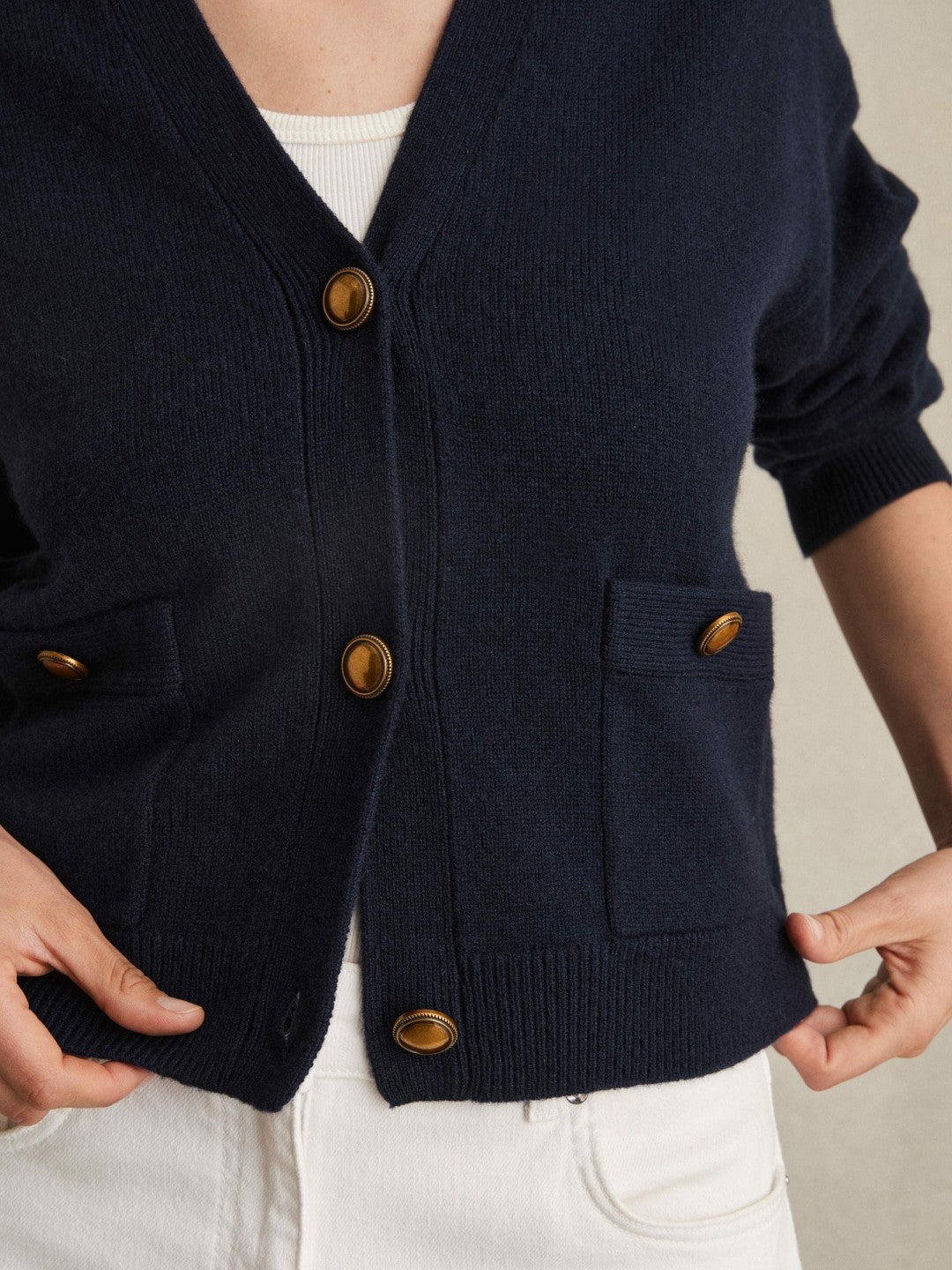 Wool-Cashmere Button Cardigan Navy | Women