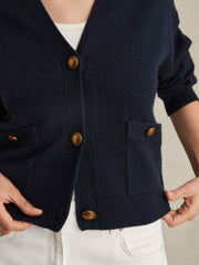 Wool-Cashmere Button Cardigan Navy | Women