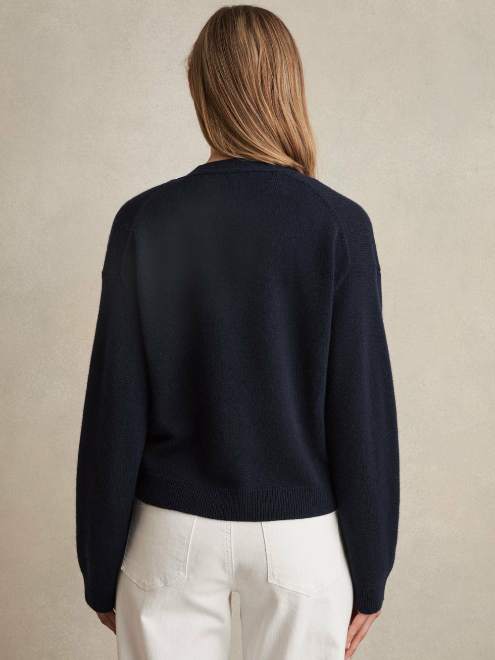 Wool-Cashmere Button Cardigan Navy | Women