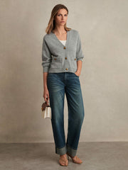 Wool-Cashmere Button Cardigan Silver Grey | Women