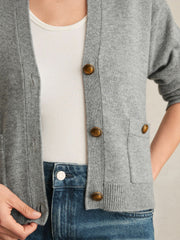 Wool-Cashmere Button Cardigan Silver Grey | Women