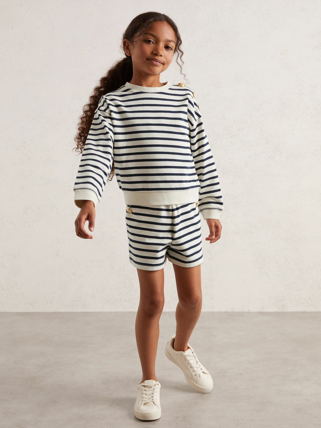 3-9 yrs Stripe Sweatshirt and Shorts Set Cotton-Blend Navy/Ivory | Children & Baby