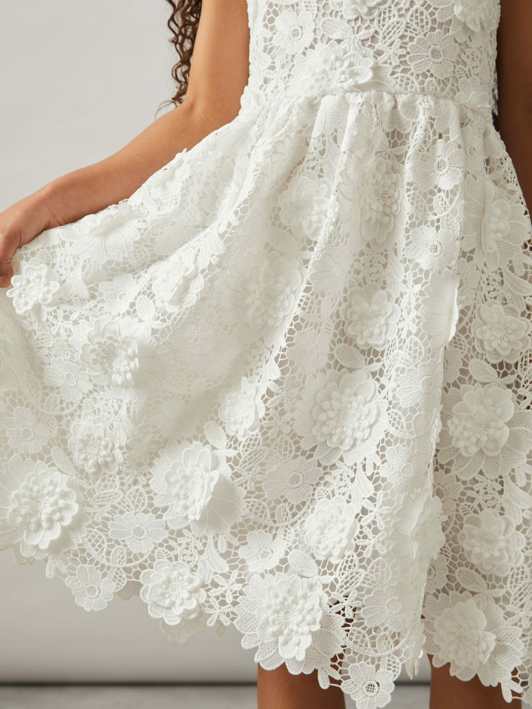 9-13 yrs Guipure-Lace Midi Dress Ivory | Children & Baby