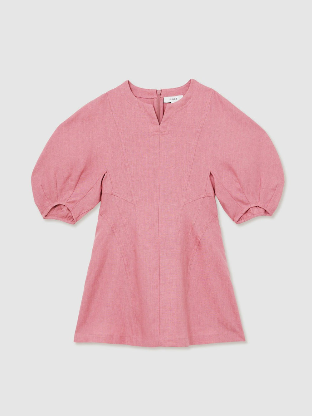 9-13 yrs Linen Balloon-Sleeve Dress Pink | Children & Baby