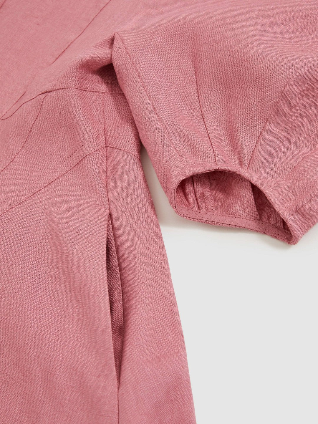 9-13 yrs Linen Balloon-Sleeve Dress Pink | Children & Baby