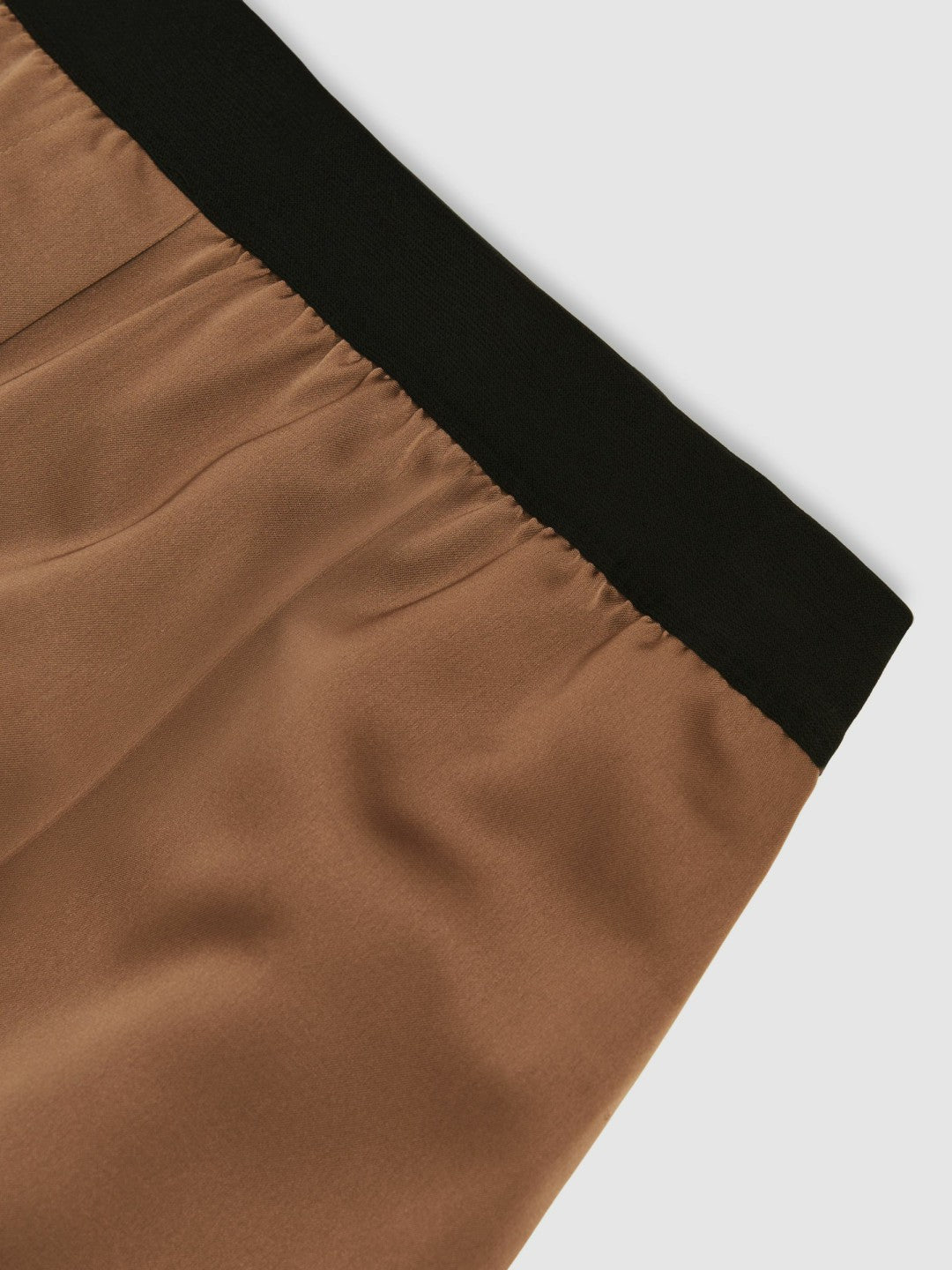 Satin Wide Leg Elastic Waist Trousers Taupe Neutral | Women