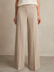 Petite Lyocell-Linen Wide-Leg Trousers Neutral | Women