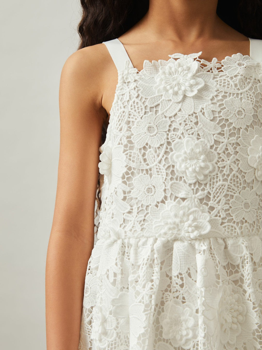 13-14 yrs Guipure-Lace Midi Dress Ivory | Children & Baby