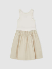 9-13 yrs Cotton Layered Sleeveless Midi Dress Neutral | Children & Baby