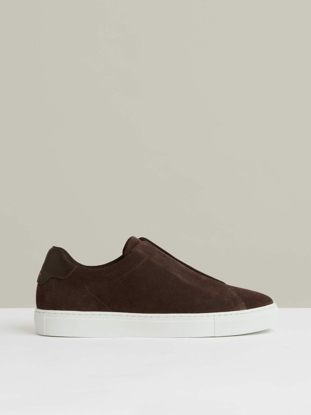 Suede Slip-On Elasticated Trainers Chocolate Brown | Men