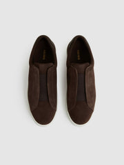 Suede Slip-On Elasticated Trainers Chocolate Brown | Men