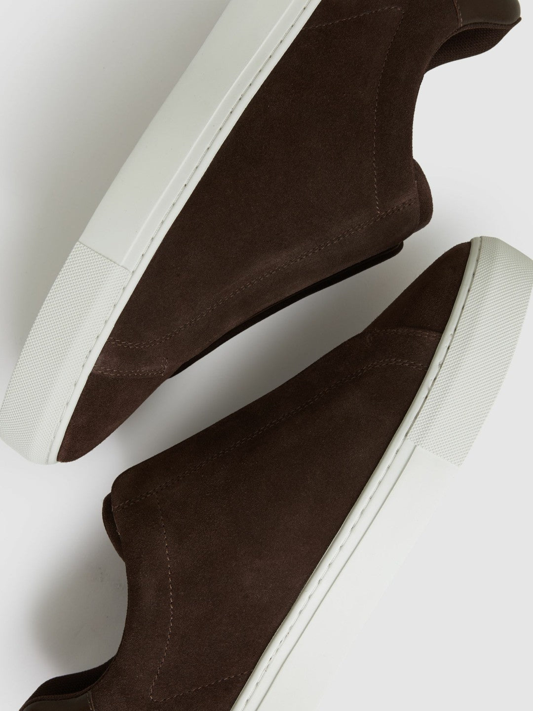 Suede Slip-On Elasticated Trainers Chocolate Brown | Men