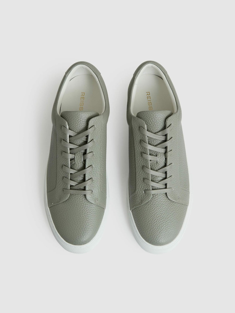Tumbled-Leather Low-Top Trainers Mint Green | Men
